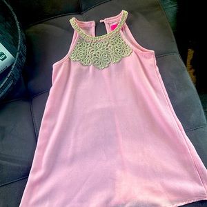 Beautiful bubble gum pink/gold detailed shift dress. Only worn a few times.